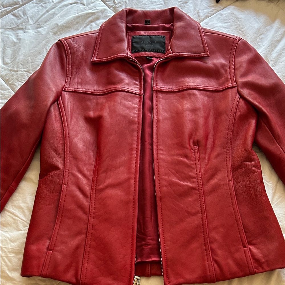 Women's Red Leather Jacket